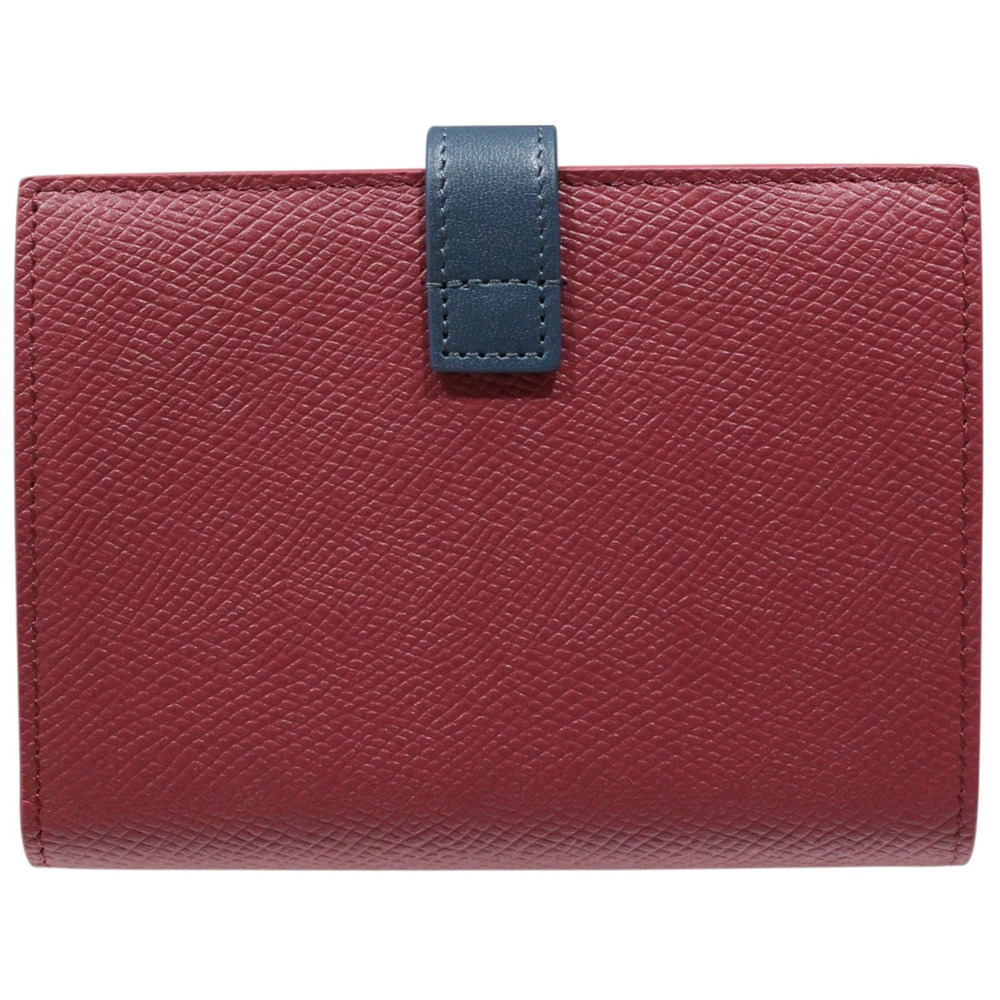 Celine Compact Leather Wallet Bi Strap fold Purple Red Bordeaux Wine Red